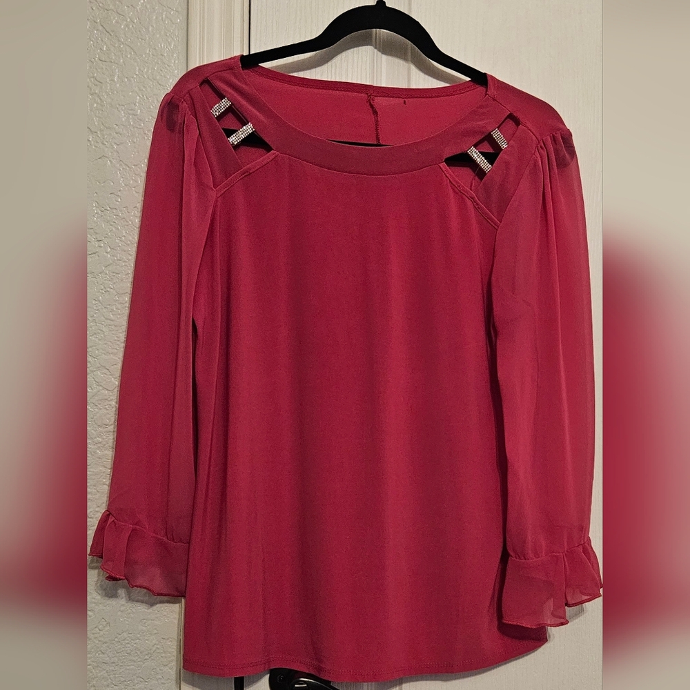 Elegant Pink Blouse with Cutout Details